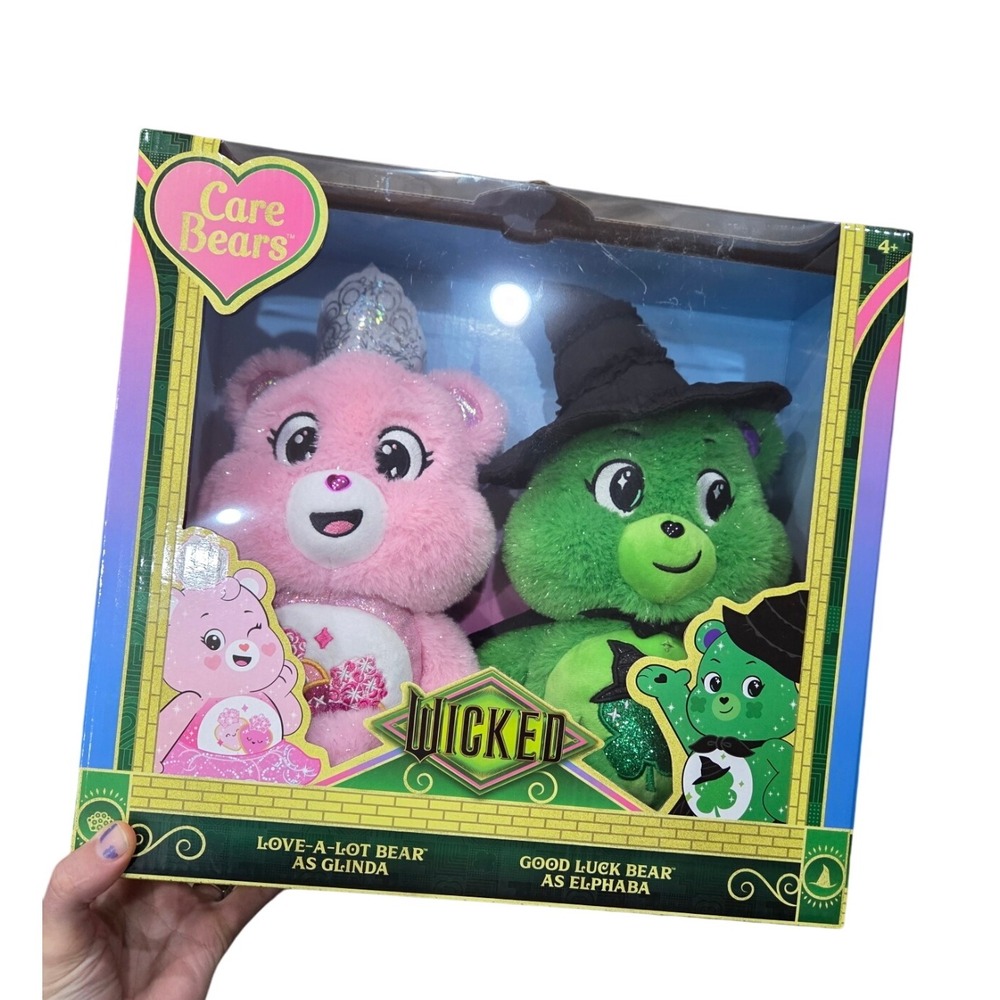Care Bears Wicked Glinda Elphaba Plush Set 9in Collectible Love A Lot Good Luck